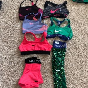 Nike pro sports bras, legging, spanks